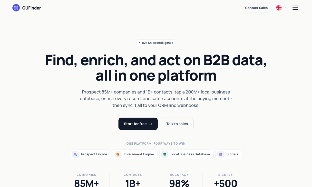 CUFinder homepage