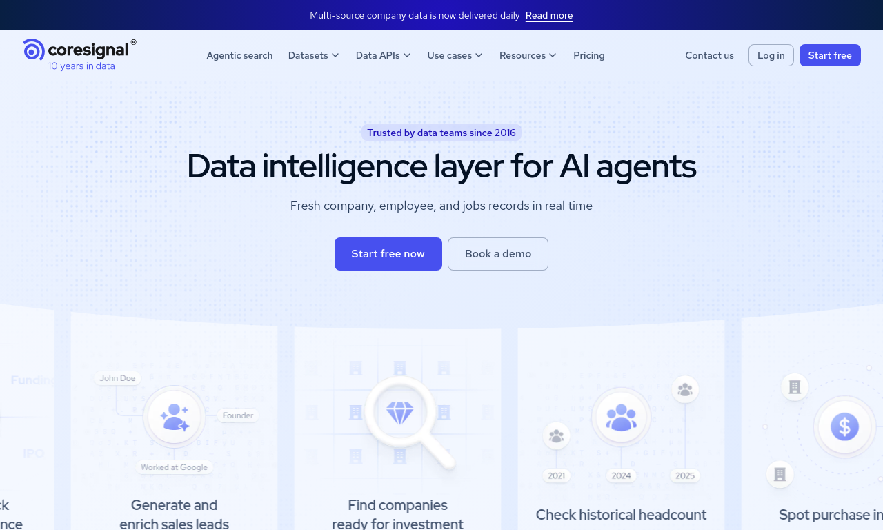 Coresignal homepage