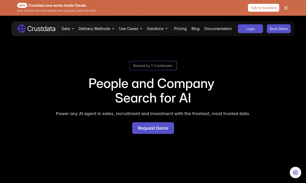 Crustdata homepage
