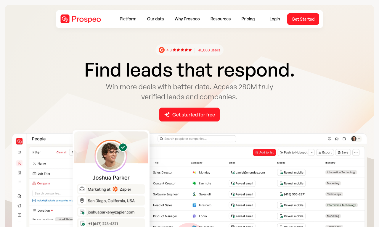 Prospeo homepage