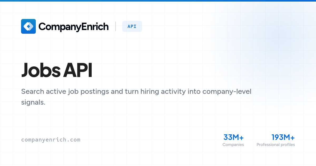 Jobs API - Search Job Postings and Hiring Signals by Company